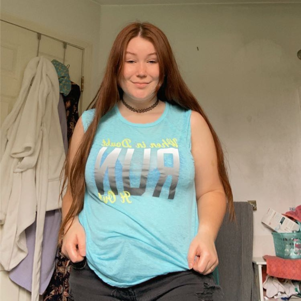 Blue gym tank top